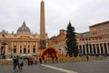 Vatican - Saint Peter square at Christmas with 2022 Nativity sceneÃÂ and Christmas tree in front of St. Peter's Basilica Royalty Free Stock Photo